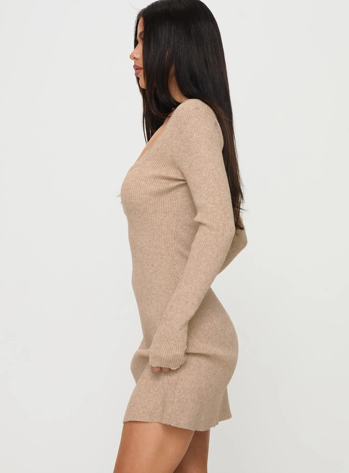 Halycon Knit Mini Dress Oatmeal sold by Princess Polly product image thumbnail 4