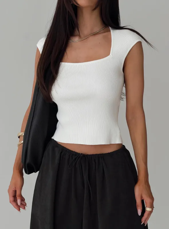 Merris Knit Top White sold by Princess Polly