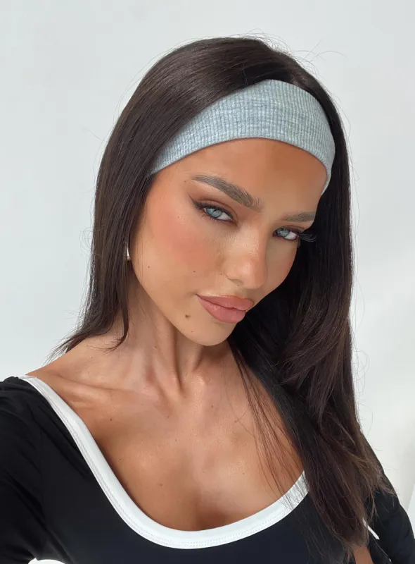Isabeau Ribbed Headband Grey Marle sold by Princess Polly