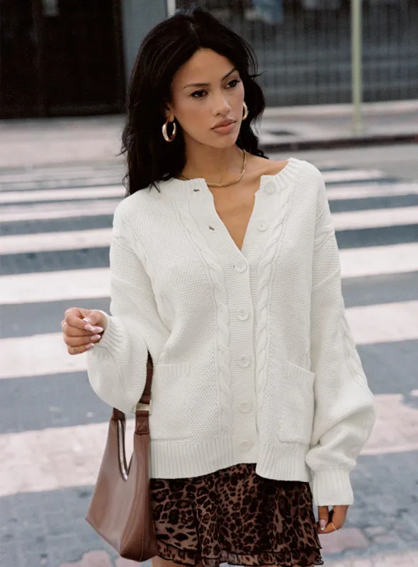 Aldgate Knit Cardigan Ivory sold by Princess Polly