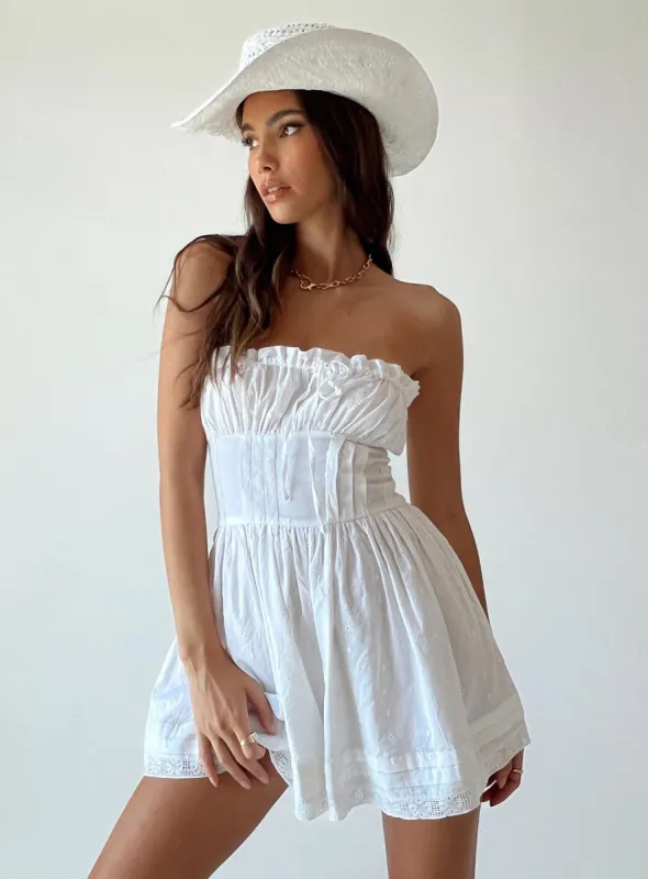VIP Strapless Romper White sold by Princess Polly