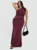 Ultraviolet One Shoulder Lace Maxi Dress Wine Curve sold by Princess Polly
