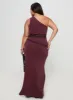 Ultraviolet One Shoulder Lace Maxi Dress Wine Curve sold by Princess Polly