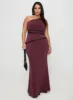 Ultraviolet One Shoulder Lace Maxi Dress Wine Curve sold by Princess Polly
