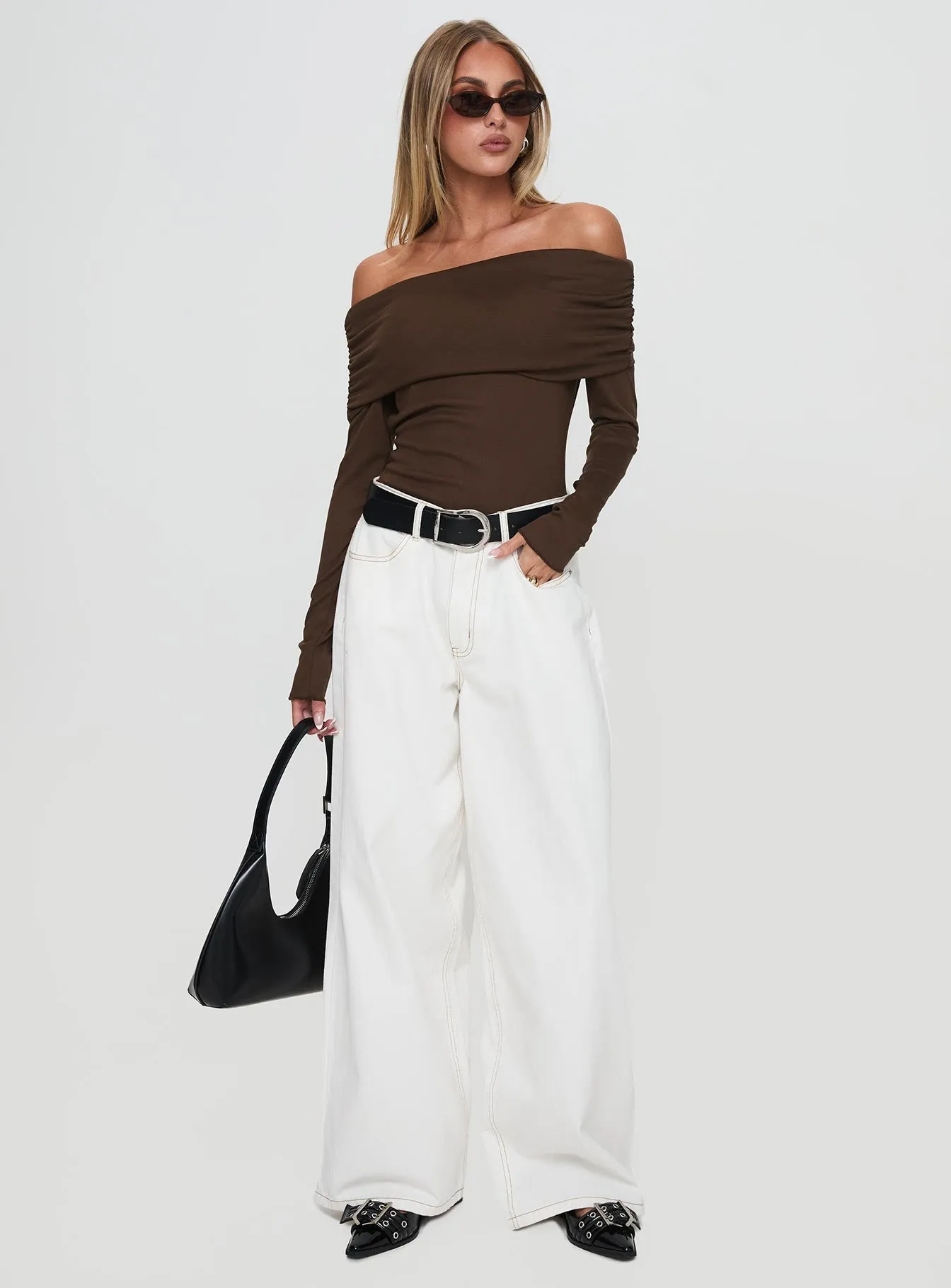 Spoilt Off The Shoulder Bodysuit Brown sold by Princess Polly product image thumbnail 3