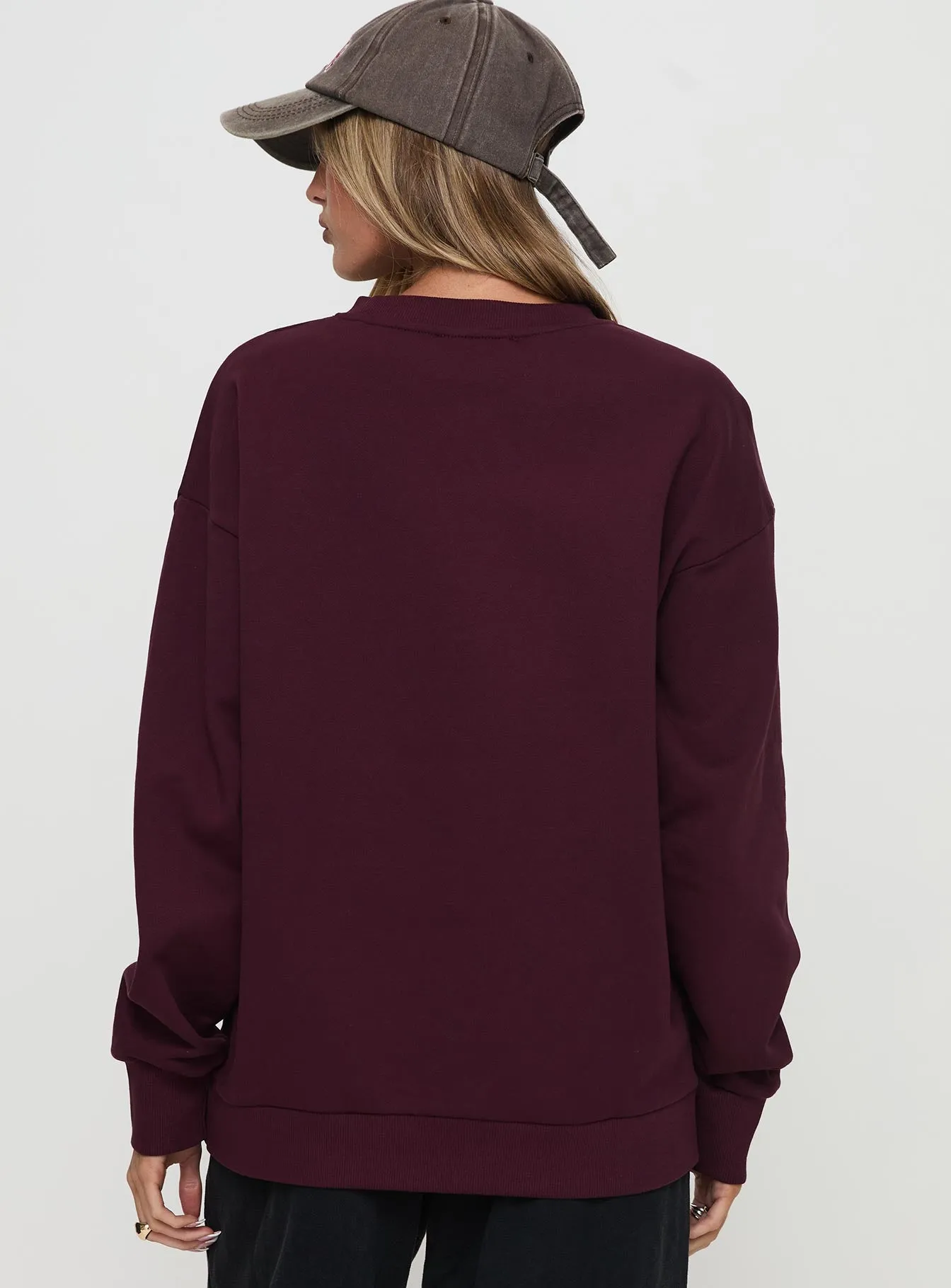 All Day Crewneck Sweatshirt Wine sold by Princess Polly product image thumbnail 5