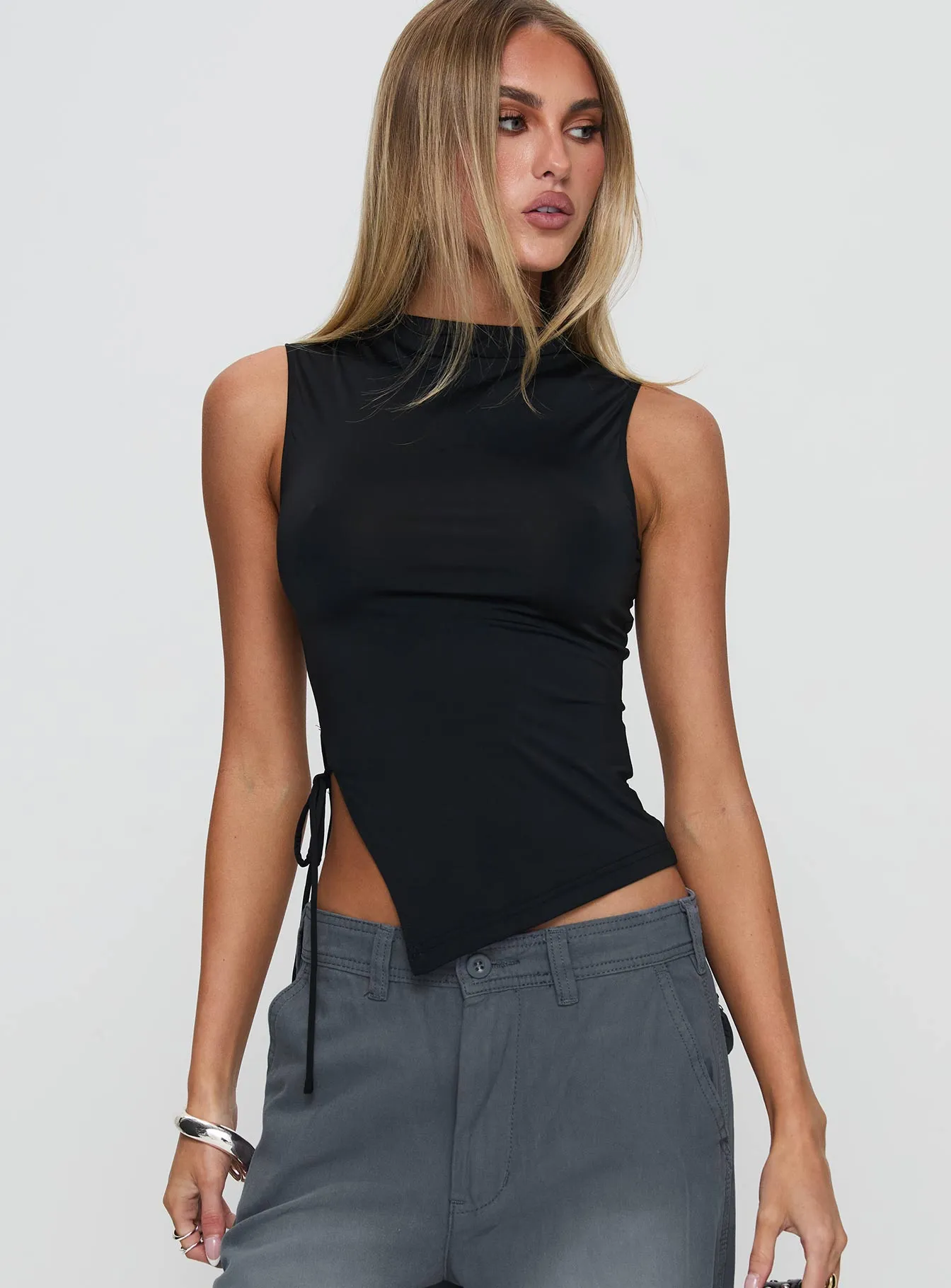 Solarah Tie Side Top Black sold by Princess Polly product image thumbnail 2