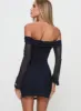 Blueprint Mesh Long Sleeve Mini Dress Navy sold by Princess Polly