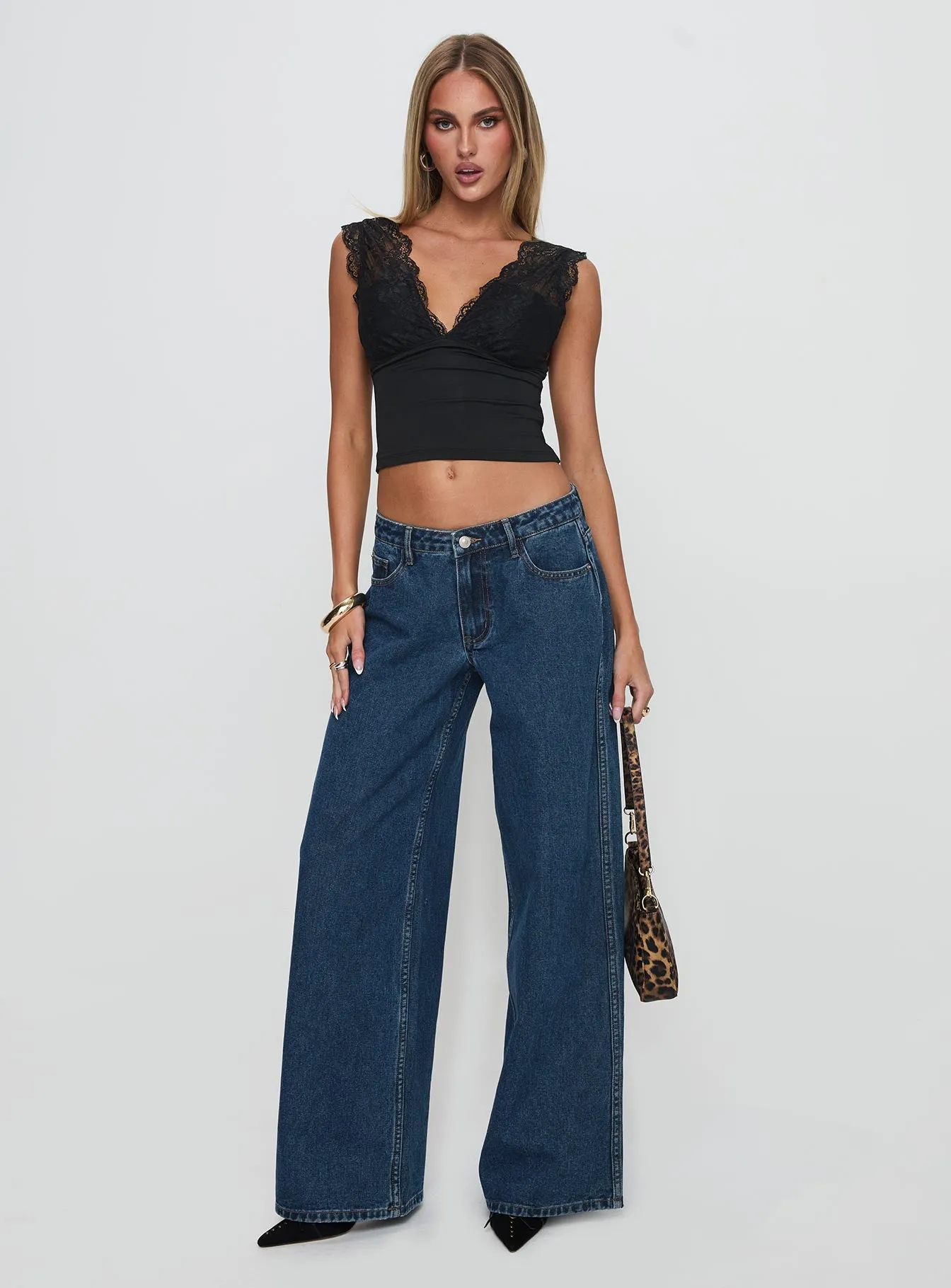 Ramos Low Rise Denim Jeans Dark Blue Wash sold by Princess Polly product image thumbnail 3