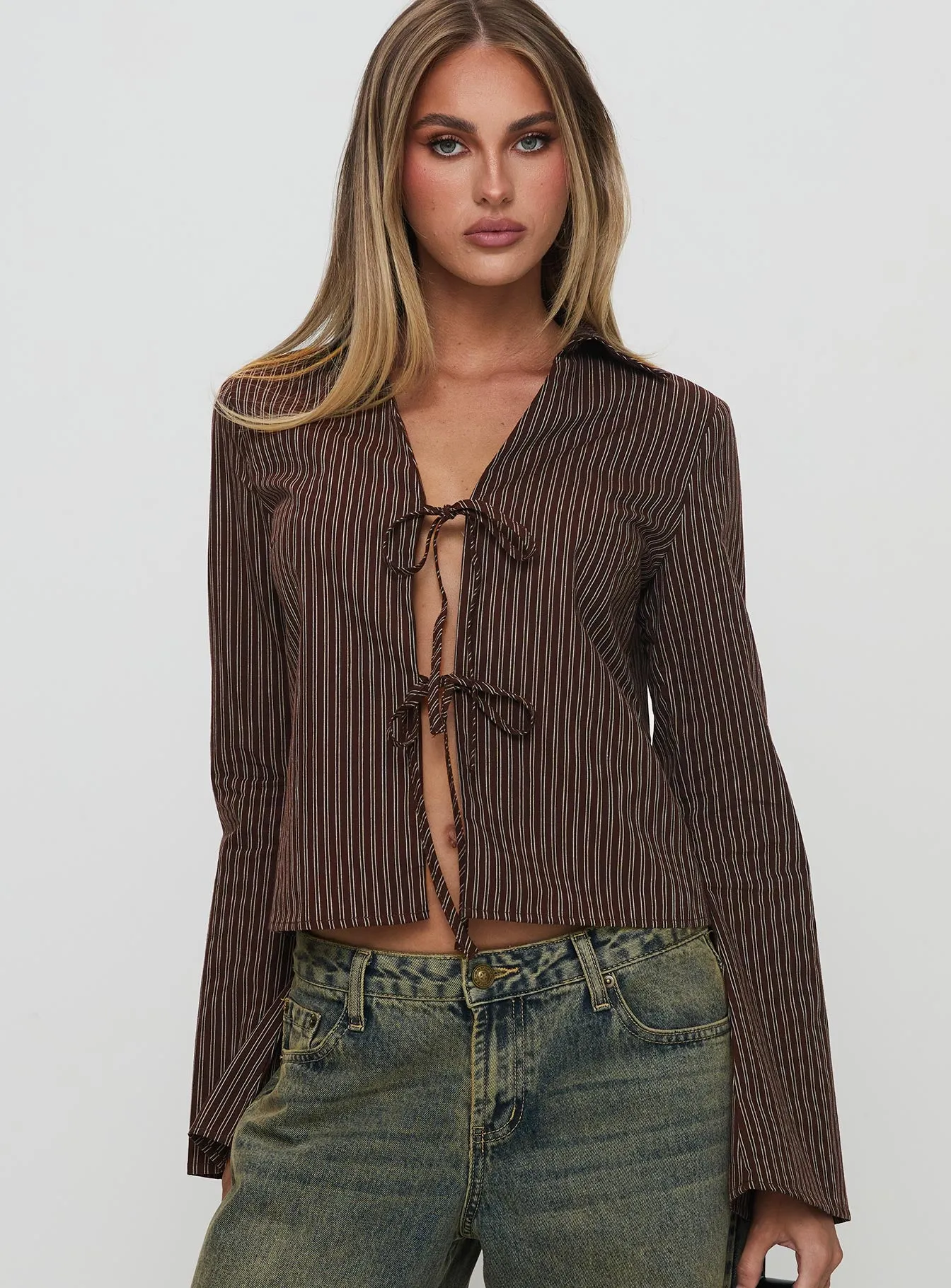 Rozetti Long Sleeve Top Brown Stripe sold by Princess Polly product image thumbnail 2