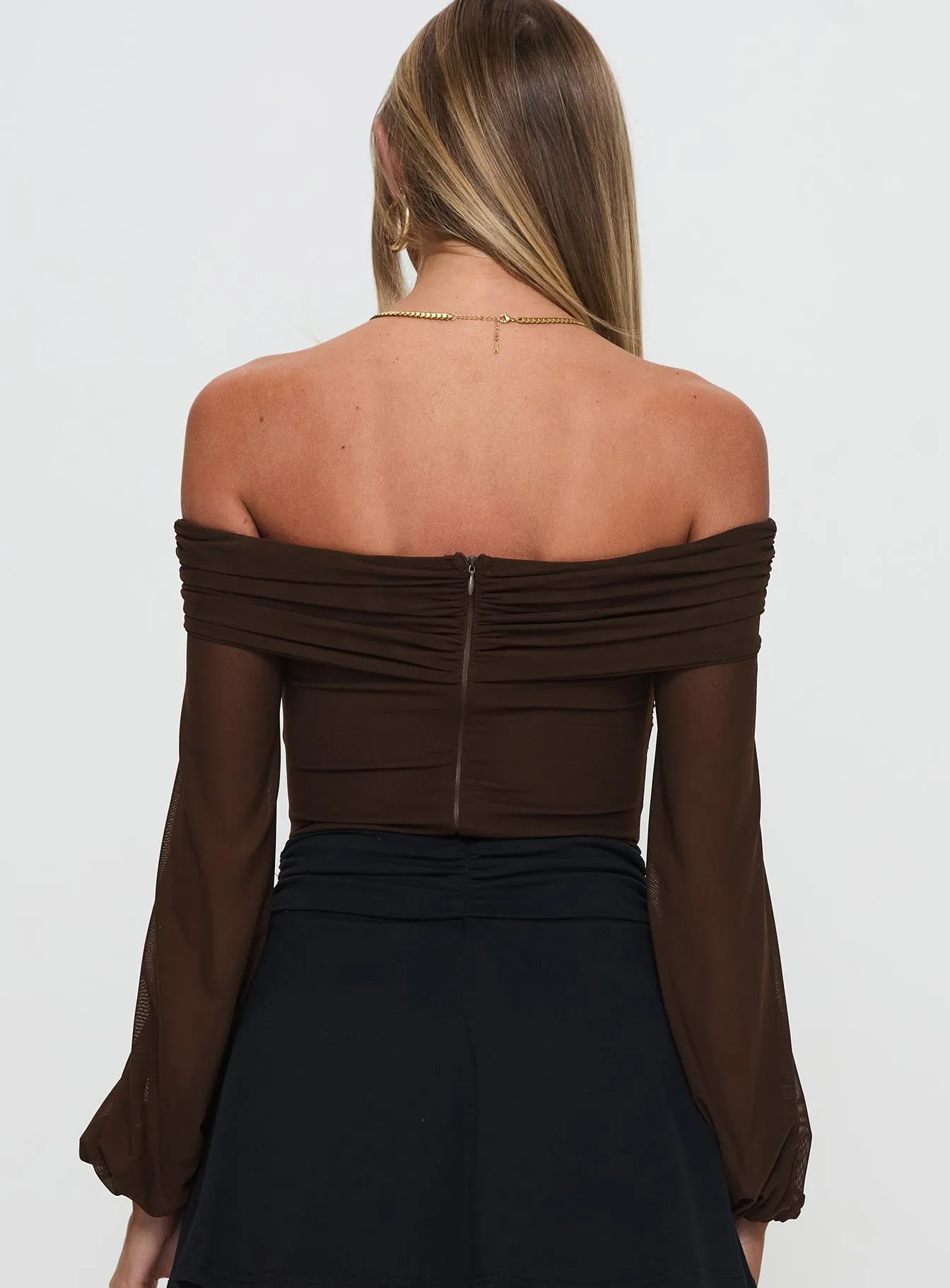 Babette Off The Shoulder Bodysuit Brown sold by Princess Polly product image thumbnail 5
