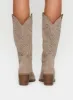 Billini Delanie Cowboy Boots Taupe Faux Suede sold by Princess Polly