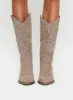 Billini Delanie Cowboy Boots Taupe Faux Suede sold by Princess Polly
