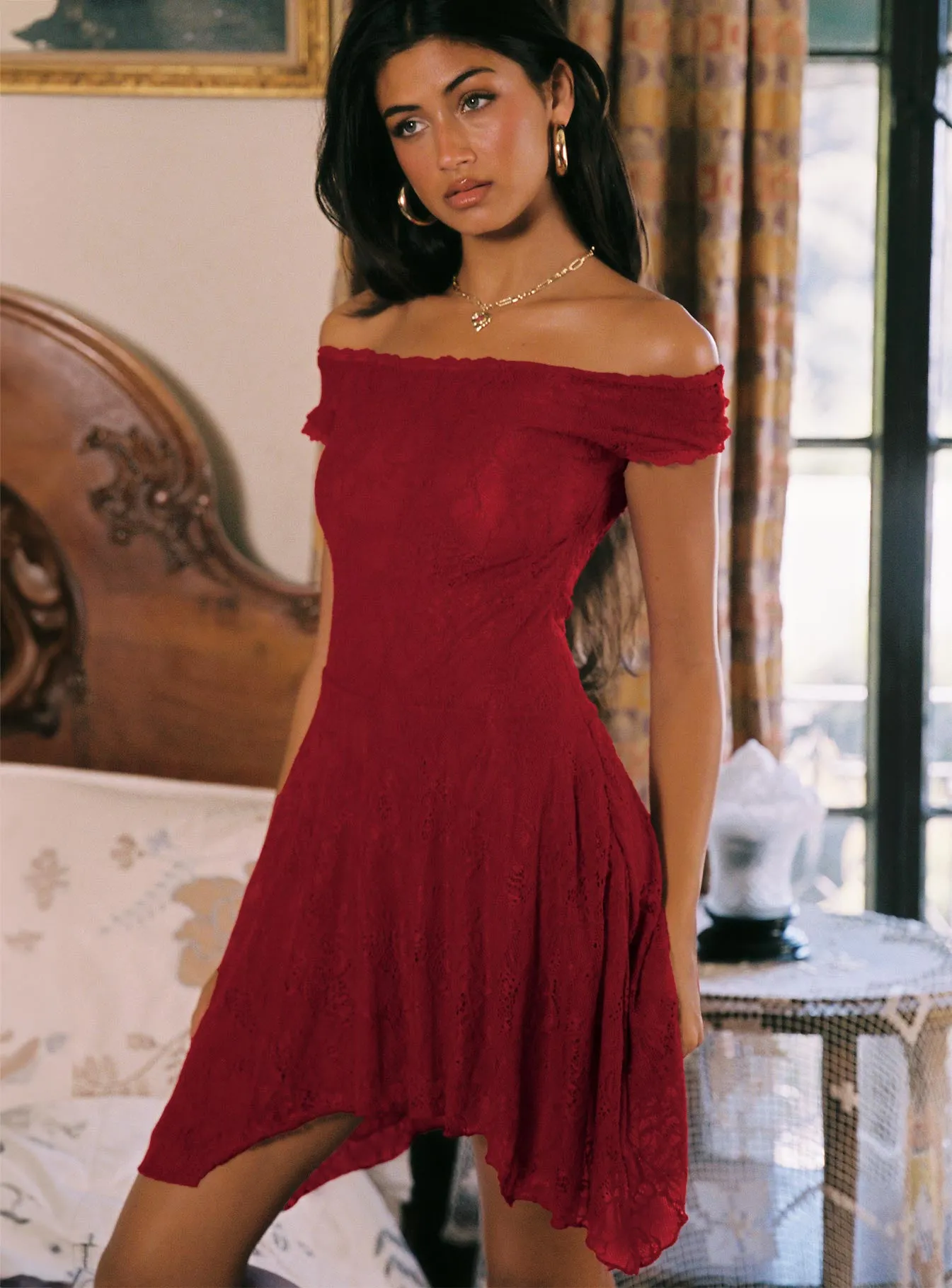 La Dolce Vita Lace Mini Dress Red sold by Princess Polly product image thumbnail 3