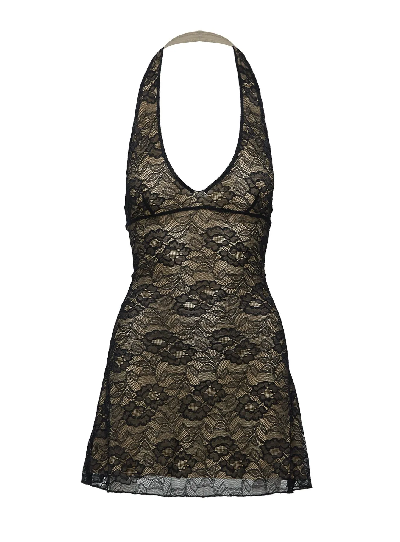 Sonella Lace Halter Mini Dress Black sold by Princess Polly product image thumbnail 5