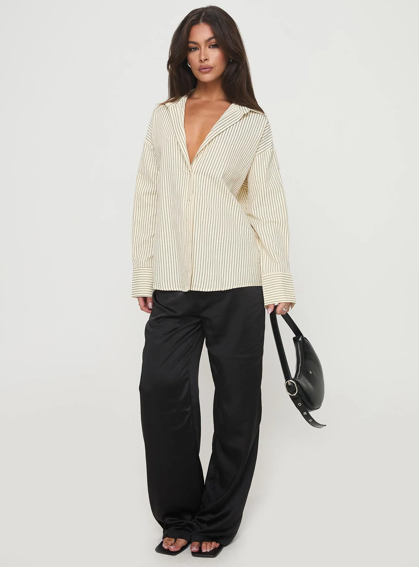 Mallin Shirt Cream/Brown Stripe sold by Princess Polly product image thumbnail 3