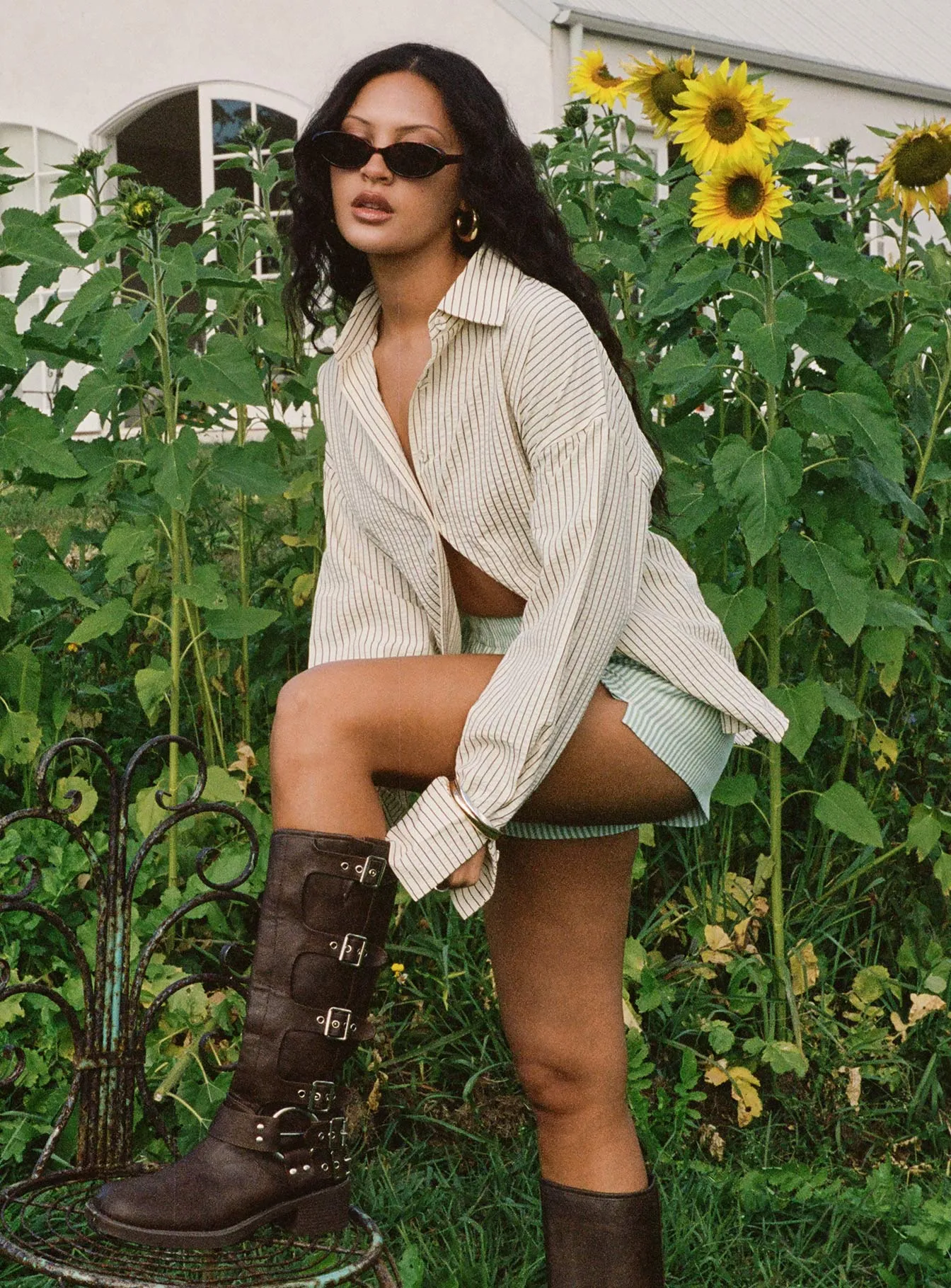 Mallin Shirt Cream/Brown Stripe sold by Princess Polly