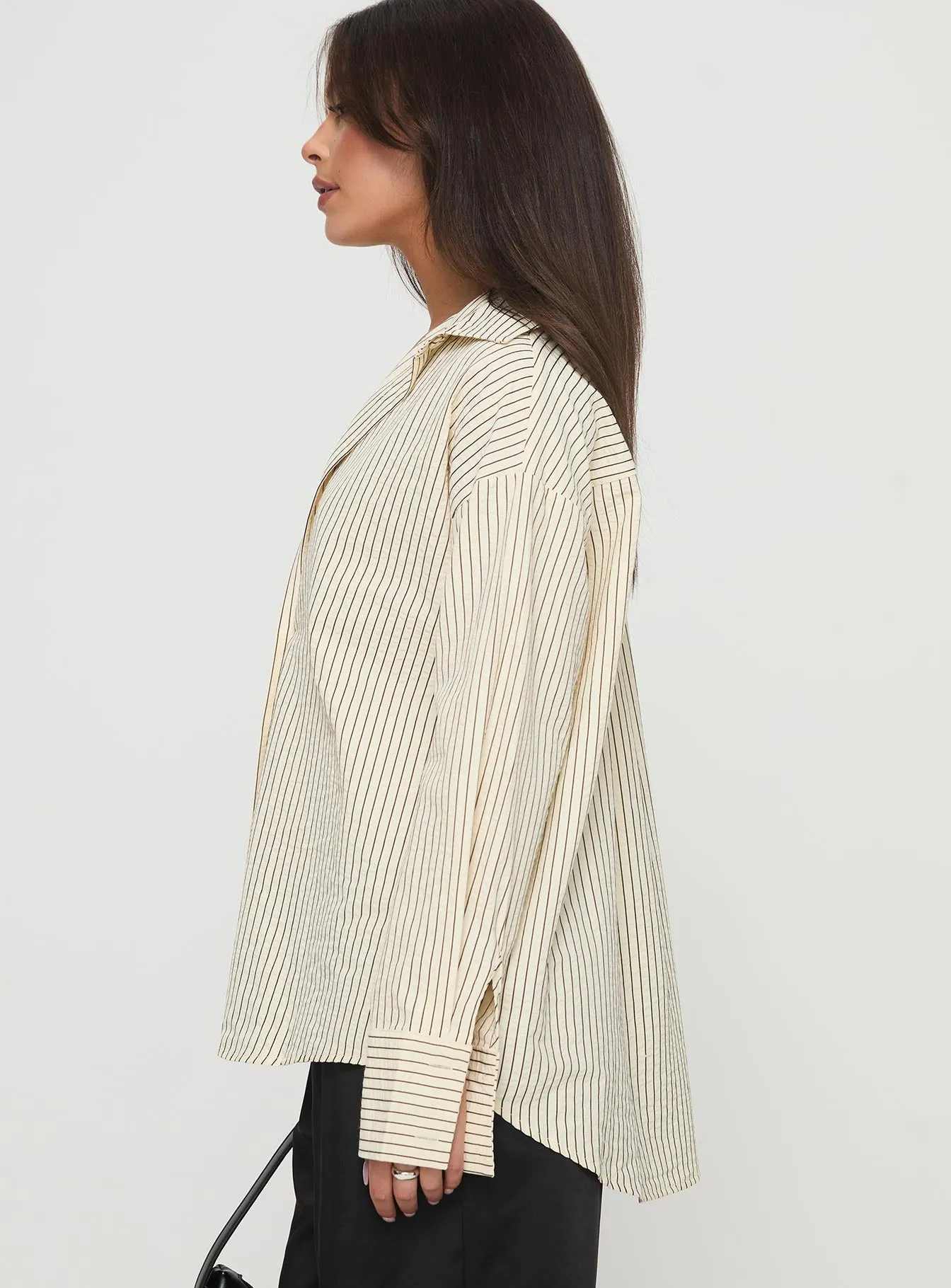 Mallin Shirt Cream/Brown Stripe sold by Princess Polly product image thumbnail 4
