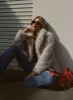 Clova Faux Fur Coat Grey sold by Princess Polly