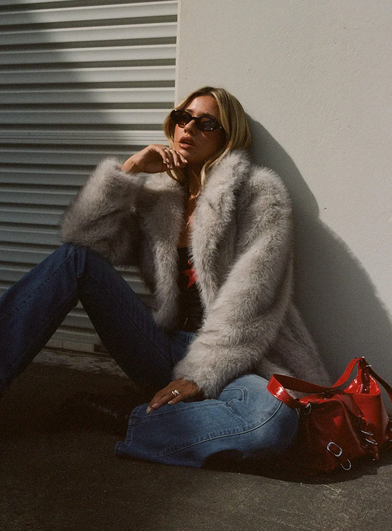 Clova Faux Fur Coat Grey sold by Princess Polly product image thumbnail 2