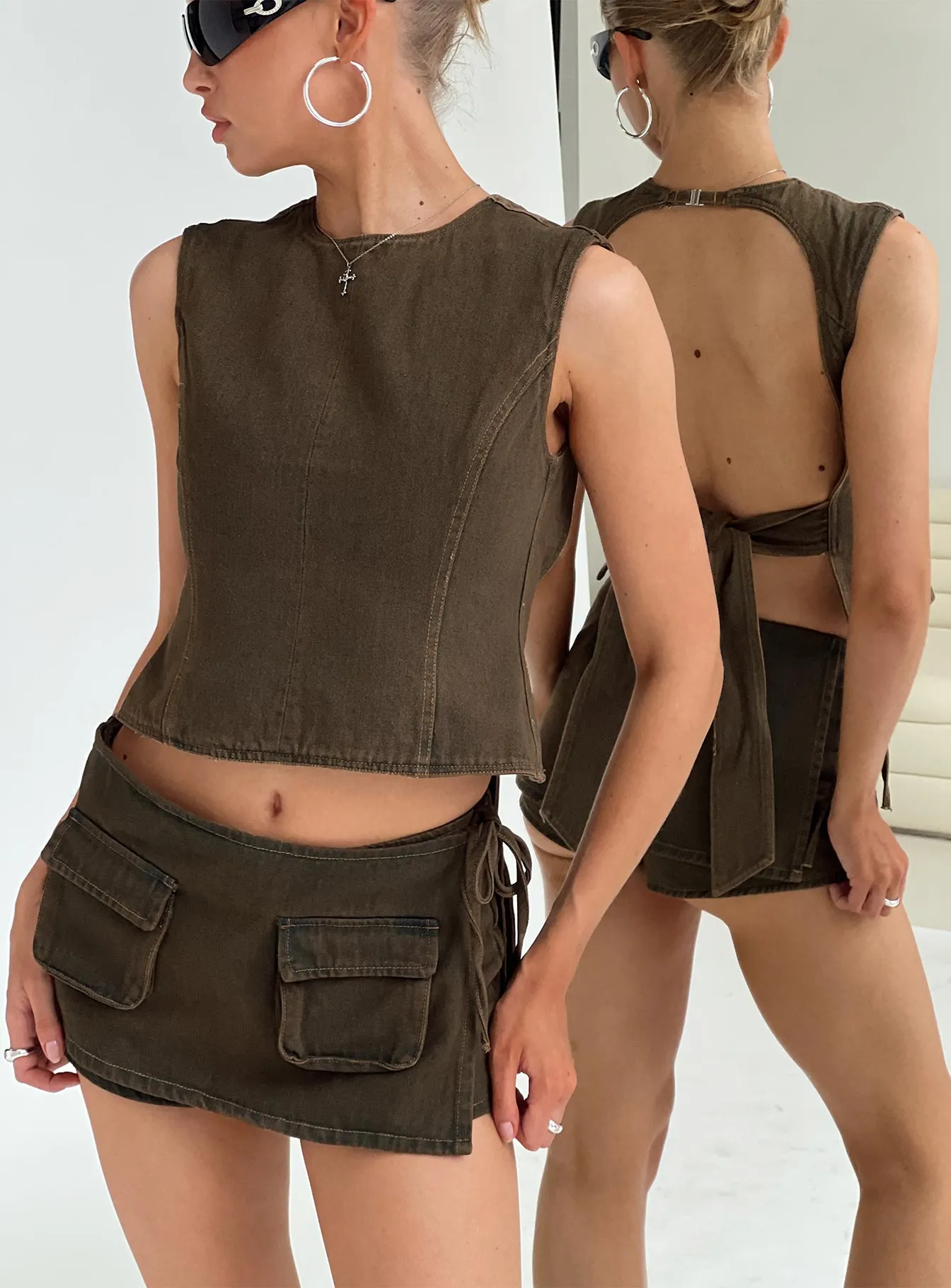 Countryside Skort Petrol sold by Princess Polly