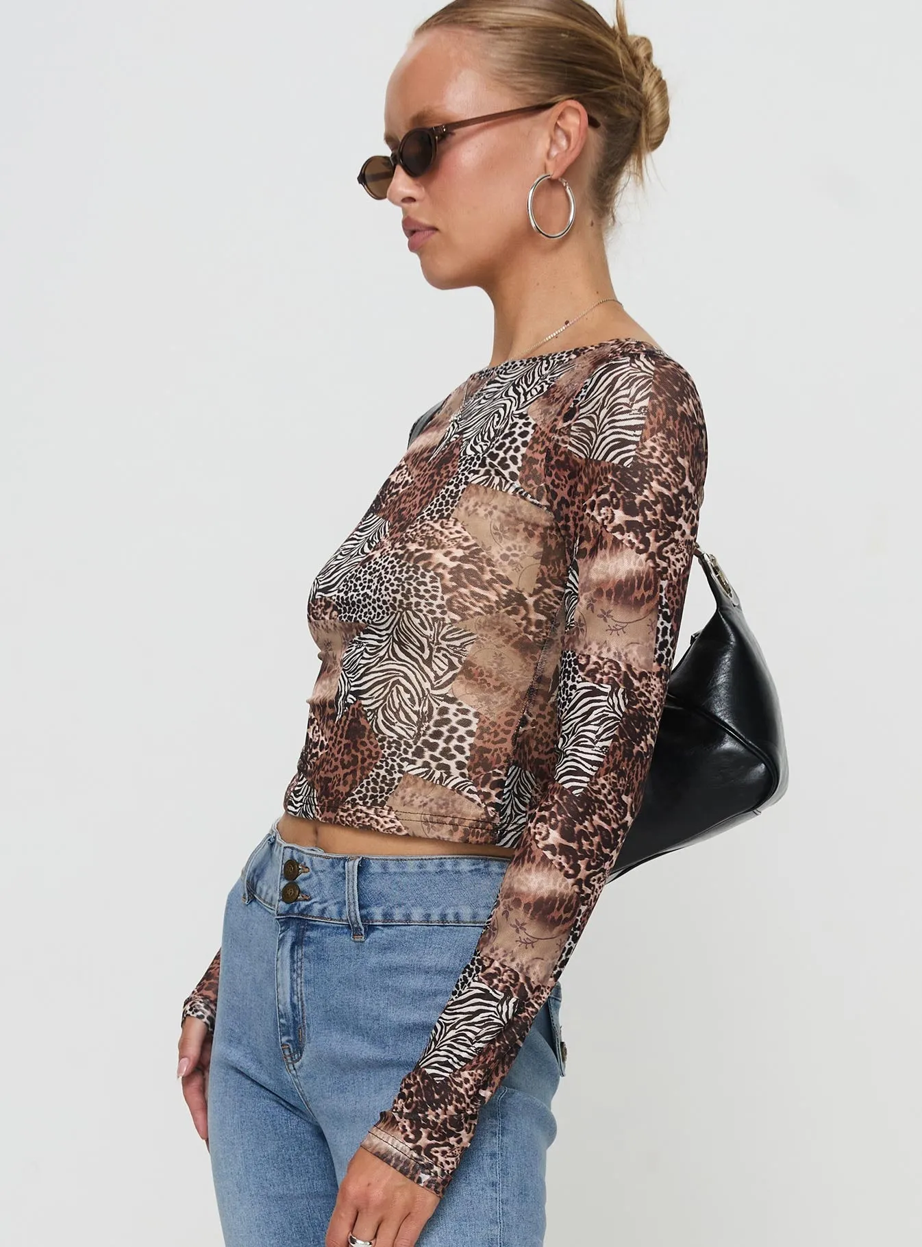 Tied In Long Sleeve Top Leopard sold by Princess Polly product image thumbnail 4