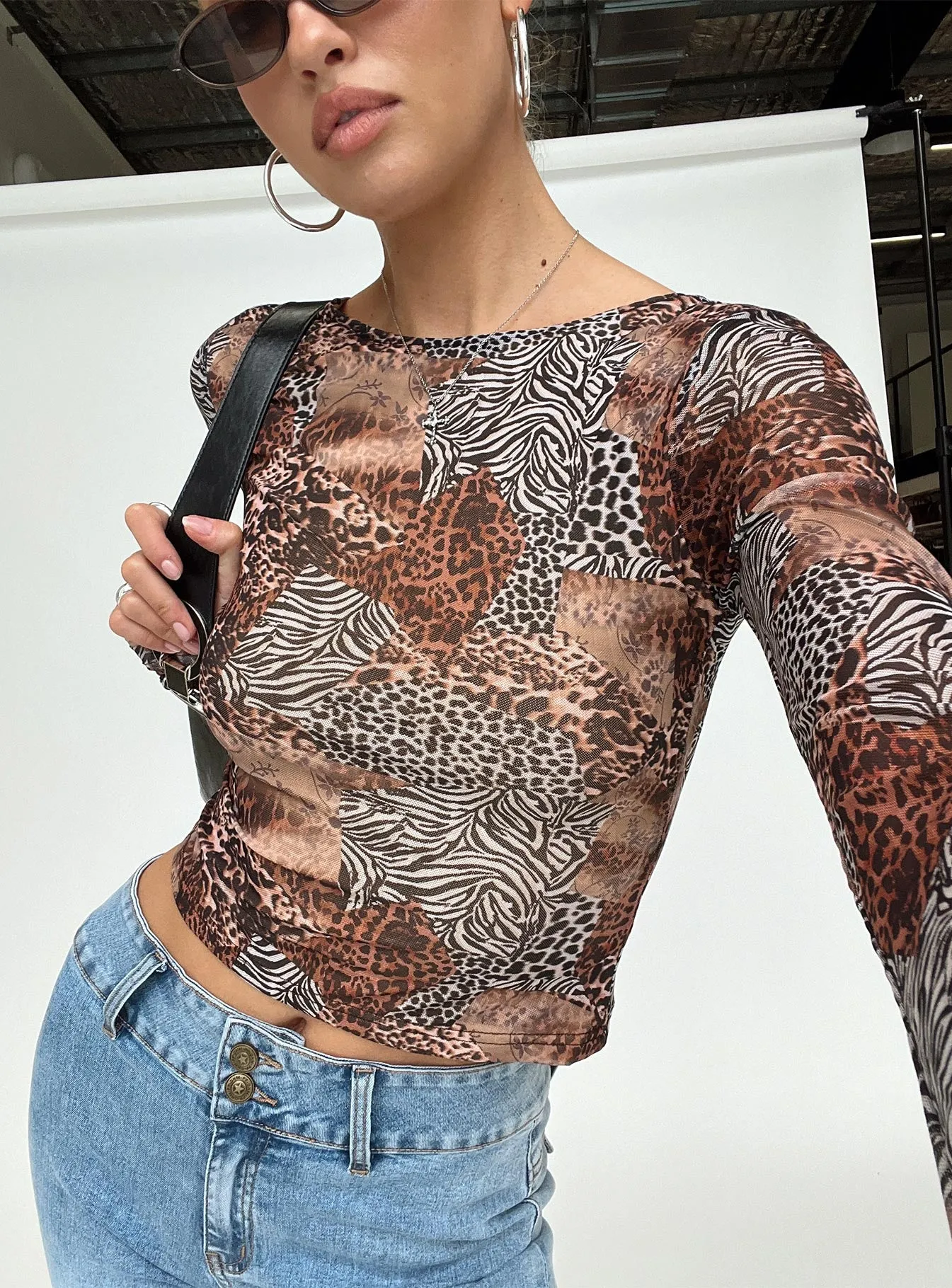 Tied In Long Sleeve Top Leopard sold by Princess Polly