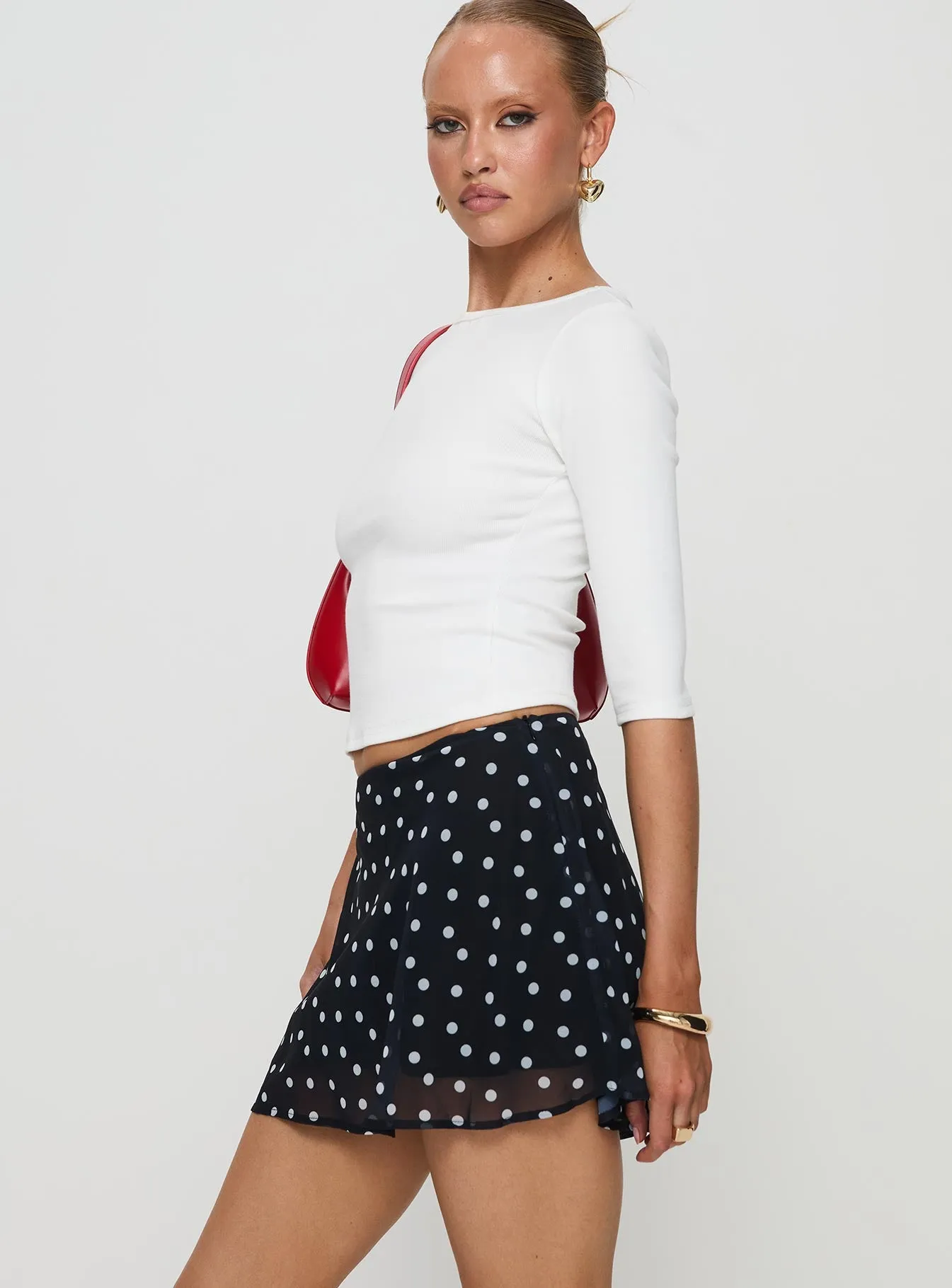 Dapple Bias Mini Skirt Black Polka Dot sold by Princess Polly product image thumbnail 4