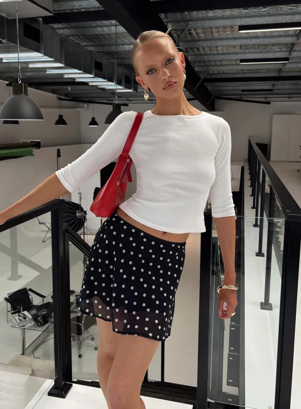 Dapple Bias Mini Skirt Black Polka Dot sold by Princess Polly