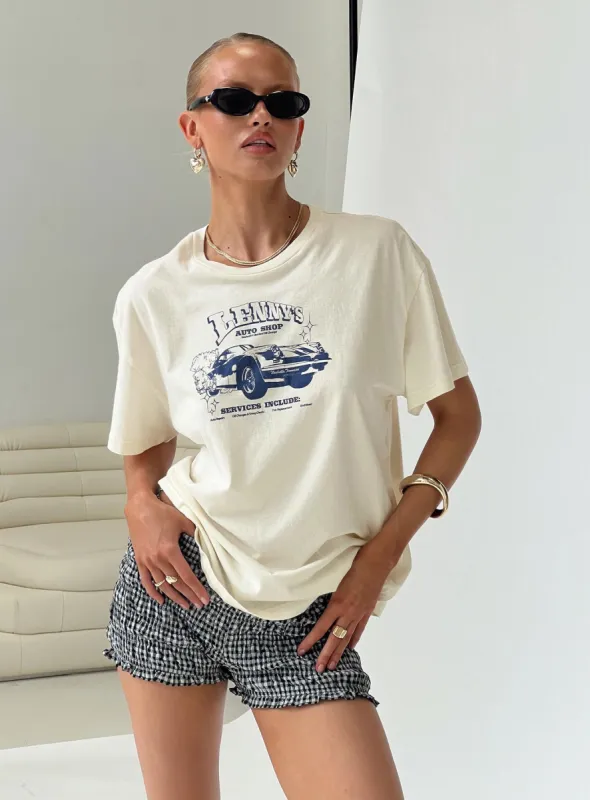 Lennys Auto Oversized Tee Cream sold by Princess Polly