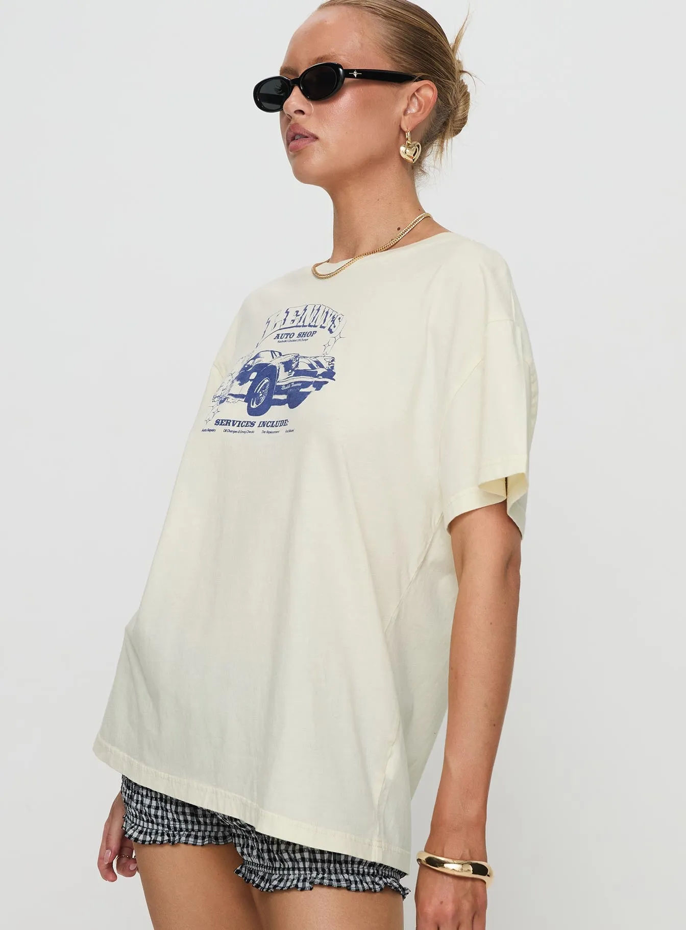 Lennys Auto Oversized Tee Cream sold by Princess Polly product image thumbnail 4