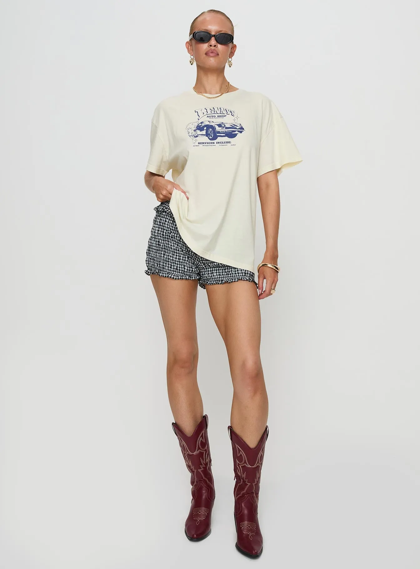 Lennys Auto Oversized Tee Cream sold by Princess Polly product image thumbnail 3