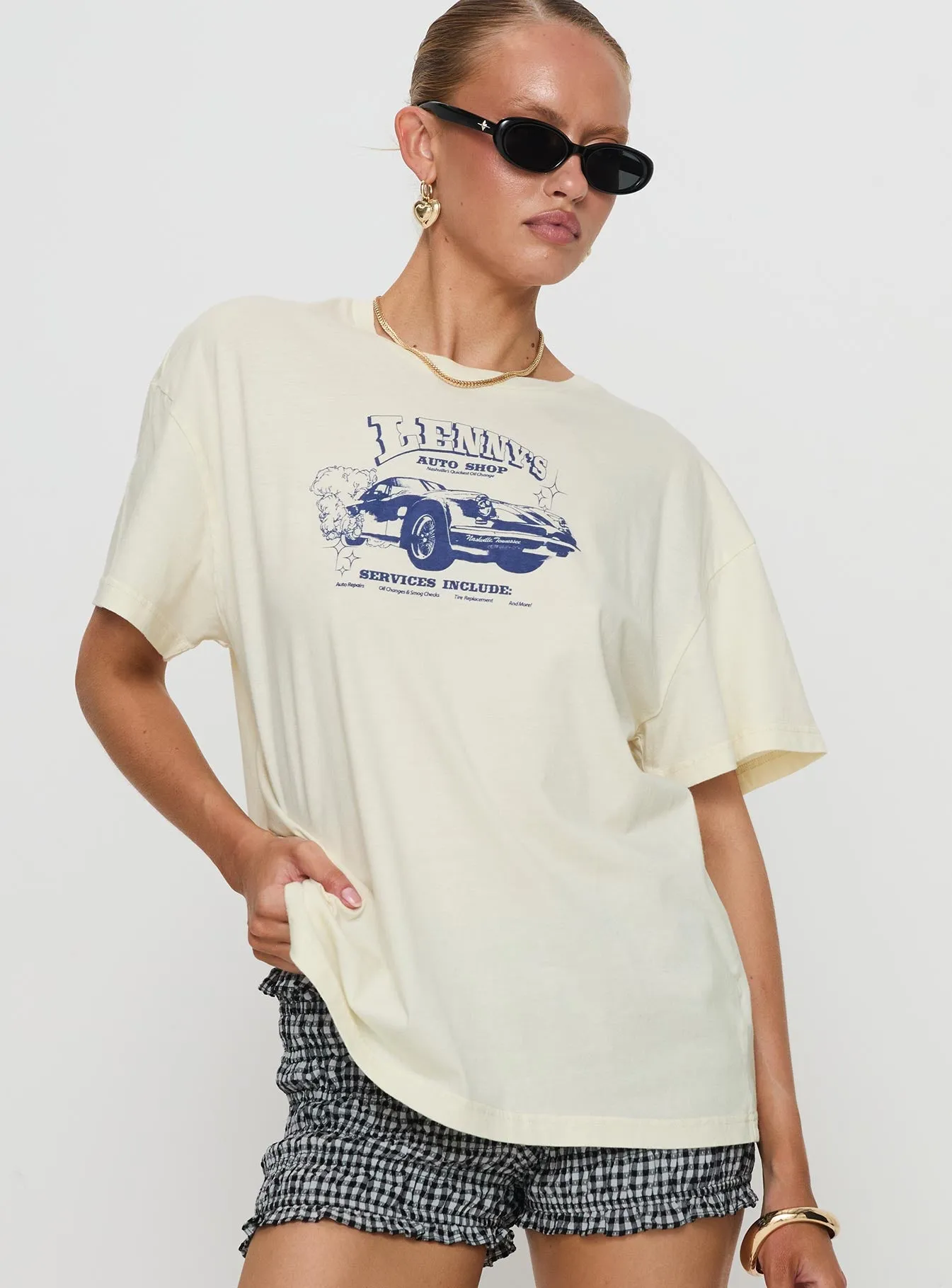 Lennys Auto Oversized Tee Cream sold by Princess Polly product image thumbnail 2