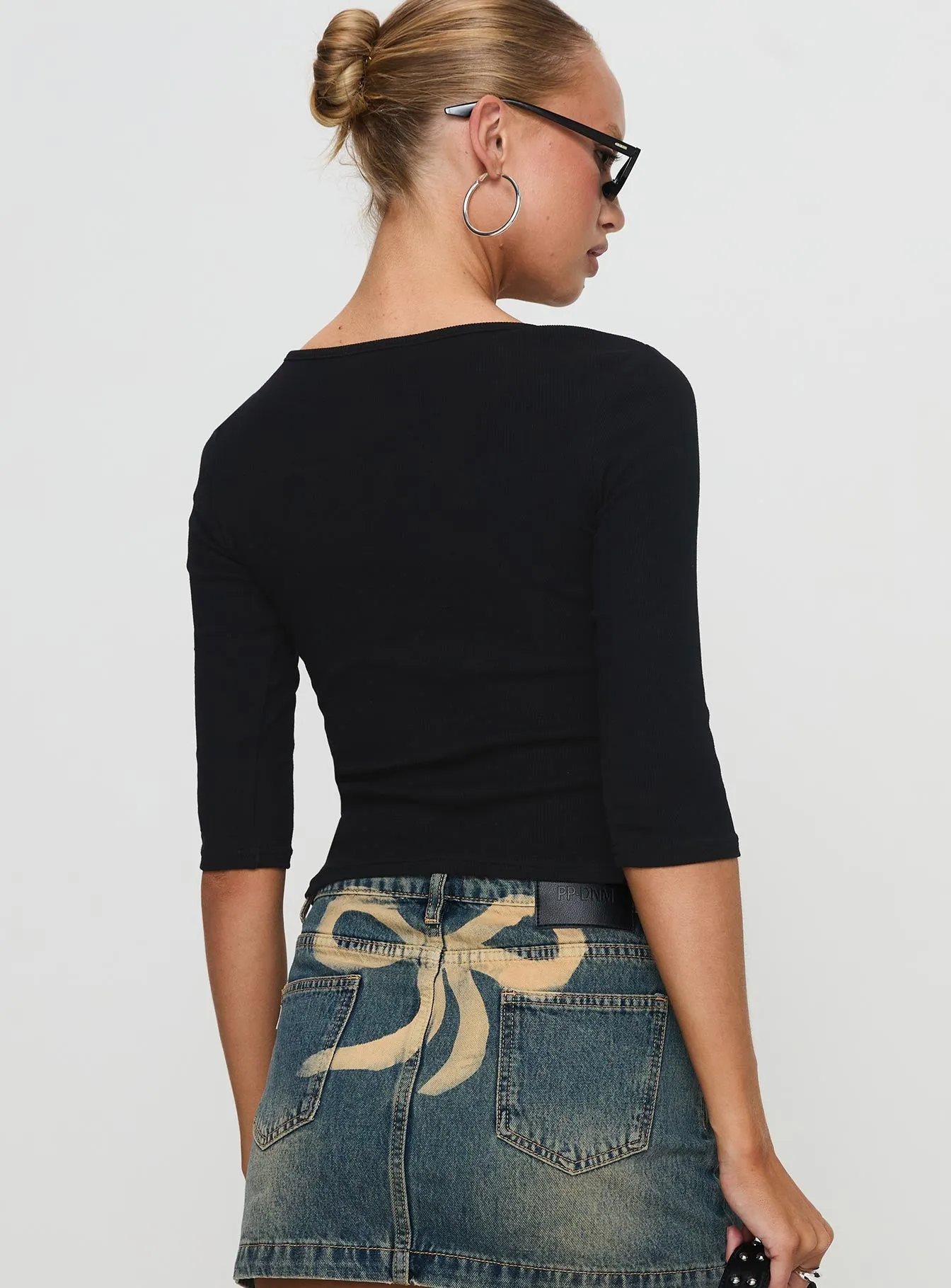 Elaia 3/4 Sleeve Top Black sold by Princess Polly product image thumbnail 5