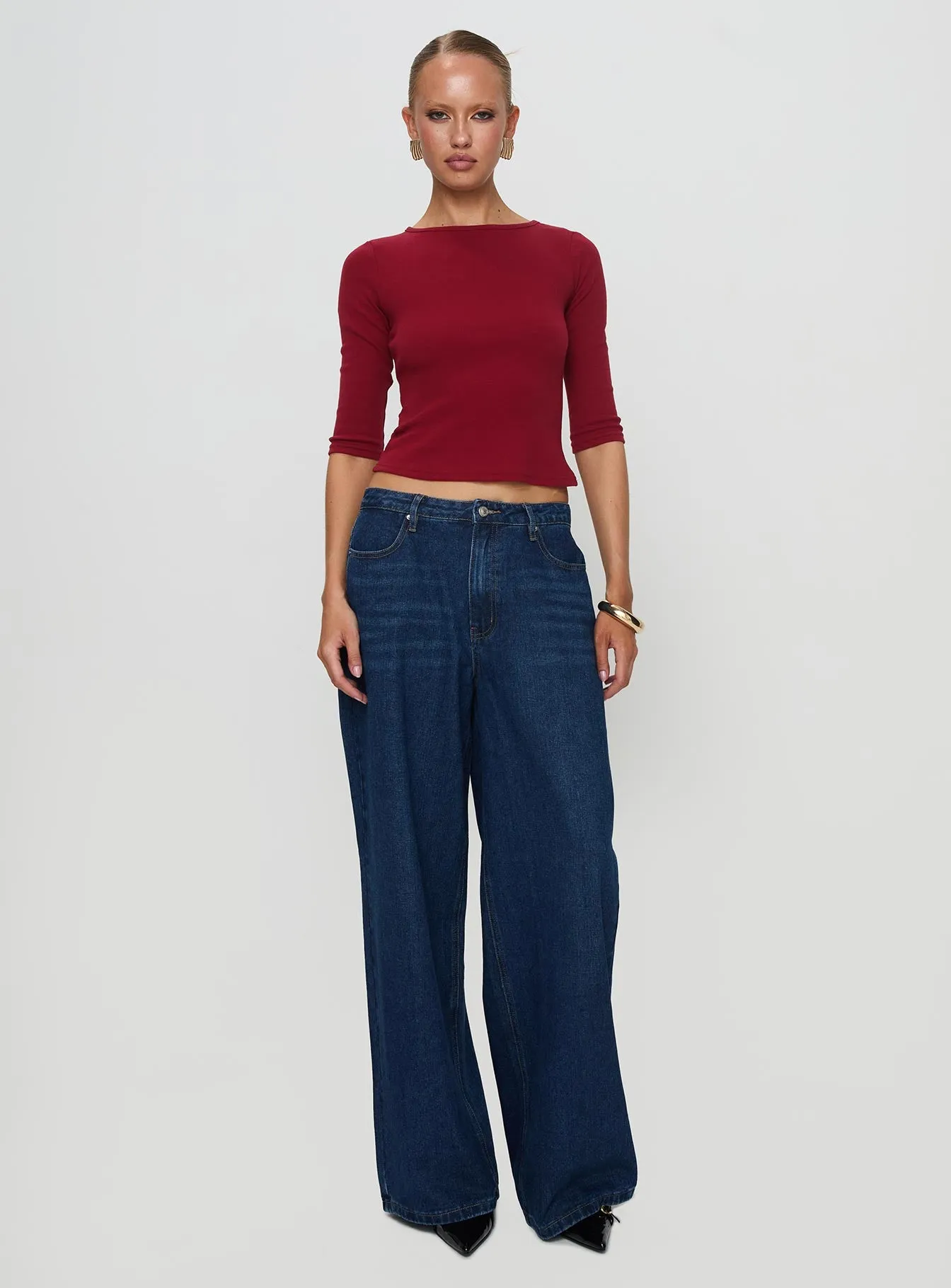 Elaia 3/4 Sleeve Top Red sold by Princess Polly product image thumbnail 3