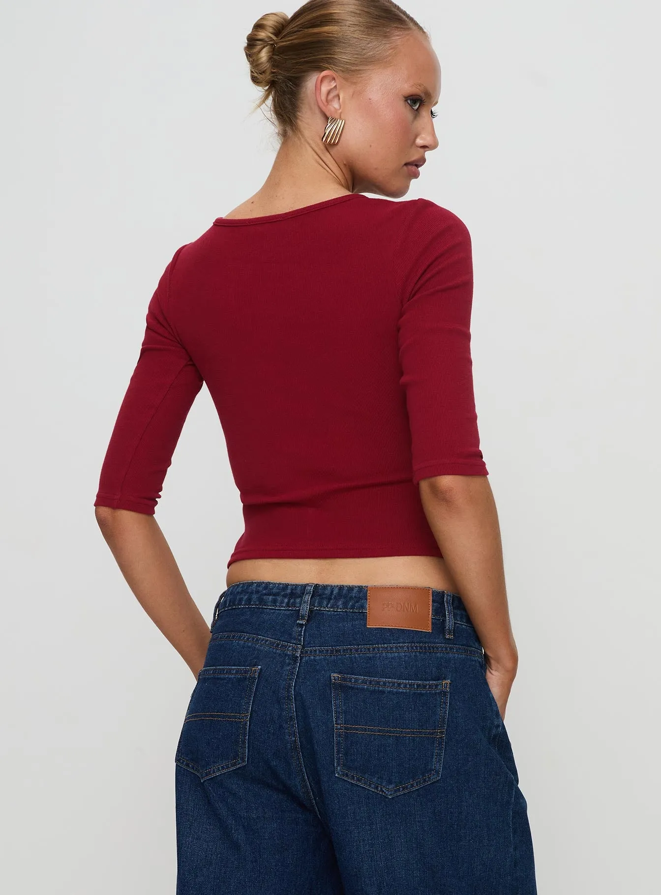 Elaia 3/4 Sleeve Top Red sold by Princess Polly product image thumbnail 5