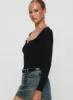 Daphine Long Sleeve Top Black sold by Princess Polly