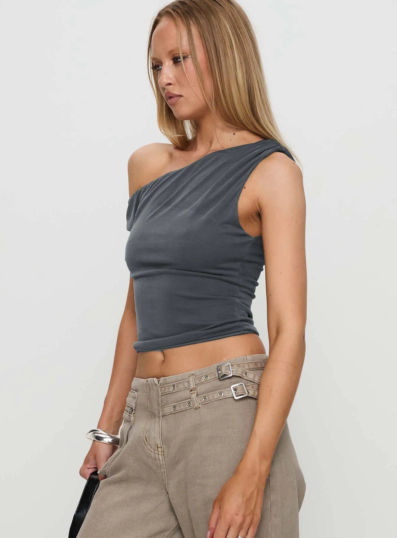 Danette One Shoulder Top Slate sold by Princess Polly product image thumbnail 4