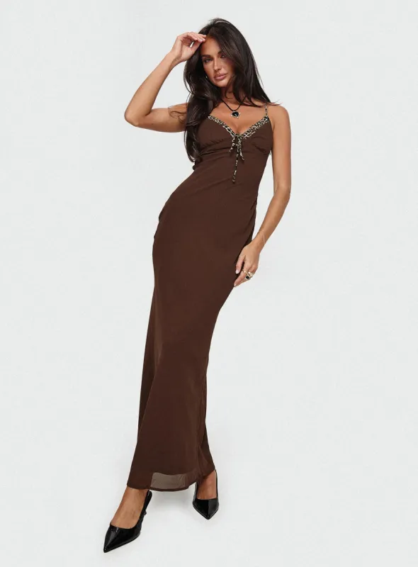 Moorey Maxi Dress Brown sold by Princess Polly