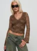 Pitter Long Sleeve Top Brown sold by Princess Polly