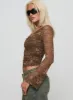 Pitter Long Sleeve Top Brown sold by Princess Polly