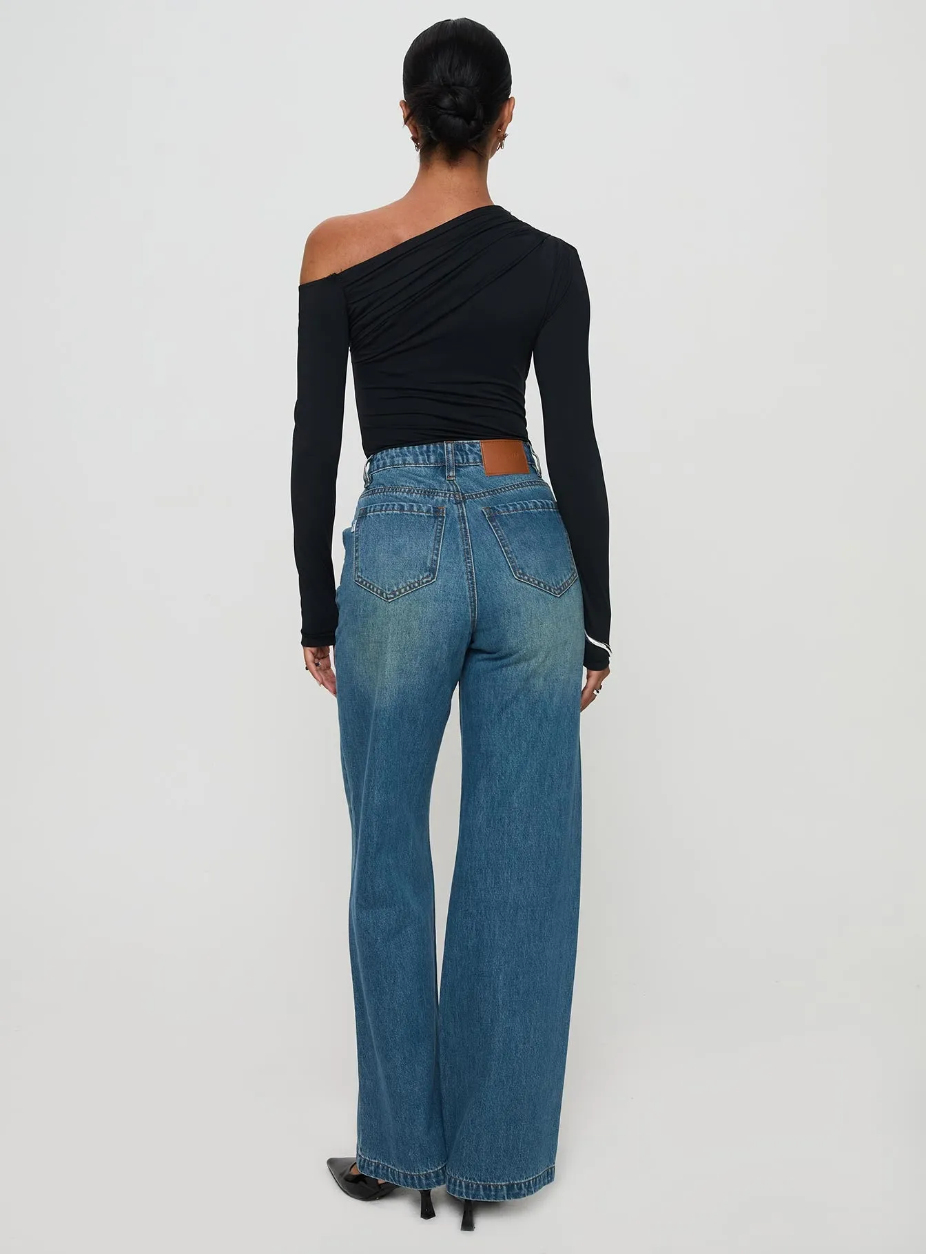 Hustler High Rise Straight Leg Denim Jean Washed Blue sold by Princess Polly product image thumbnail 4