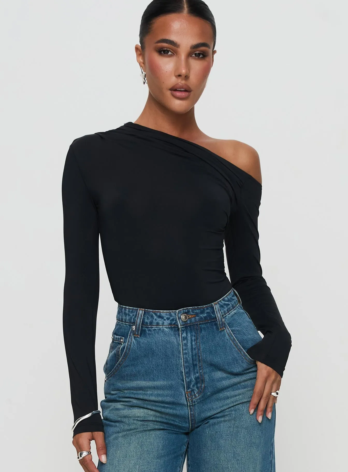 Antilles One Shoulder Bodysuit Black sold by Princess Polly