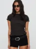 Romelle Shirred Top Black / Brown Plaid sold by Princess Polly