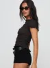 Romelle Shirred Top Black / Brown Plaid sold by Princess Polly