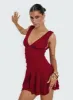 Taverna Plunge Mini Dress Red sold by Princess Polly
