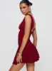 Taverna Plunge Mini Dress Red sold by Princess Polly