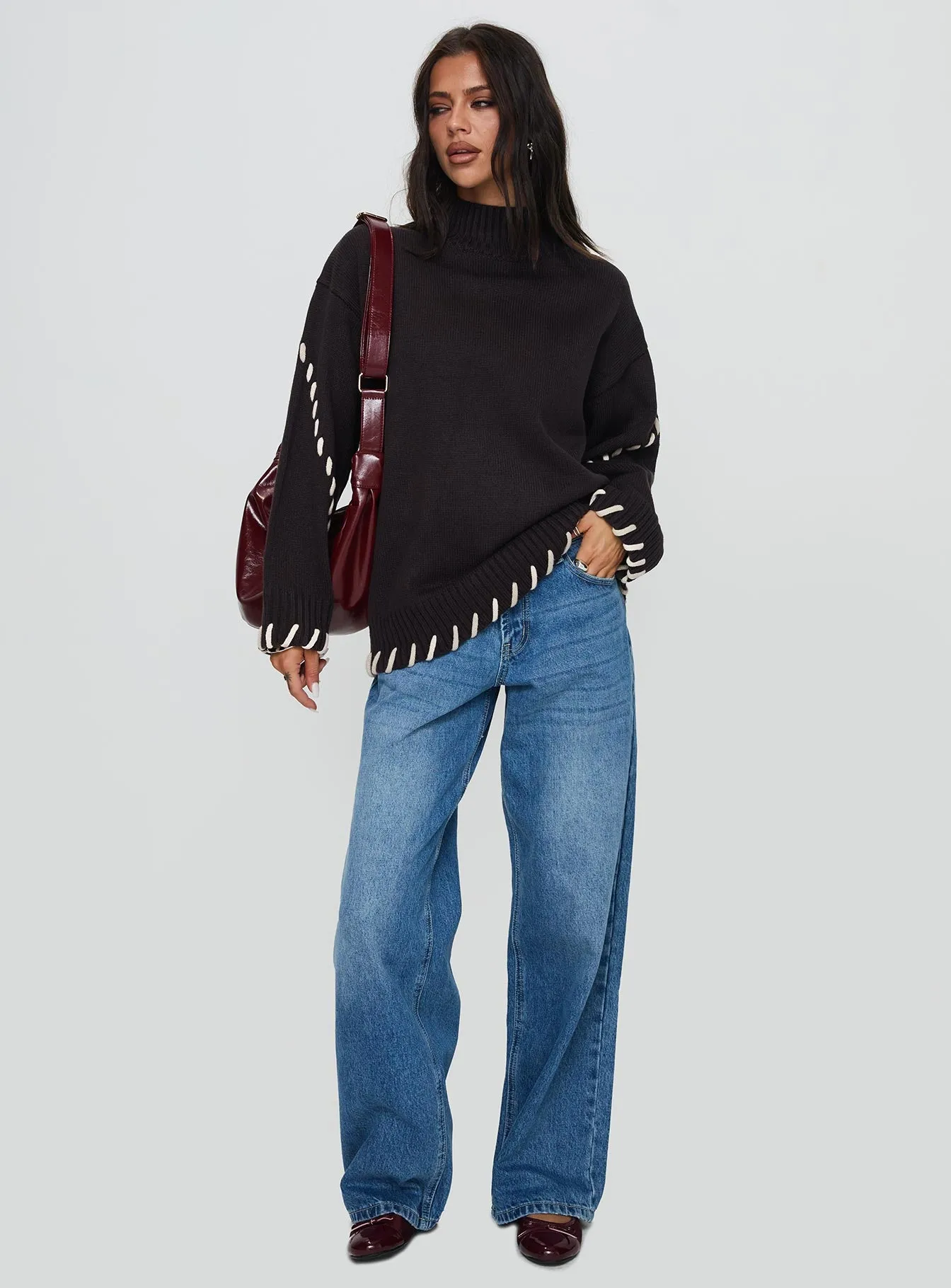Leizure Turtleneck Knit Sweater Brown sold by Princess Polly product image thumbnail 3