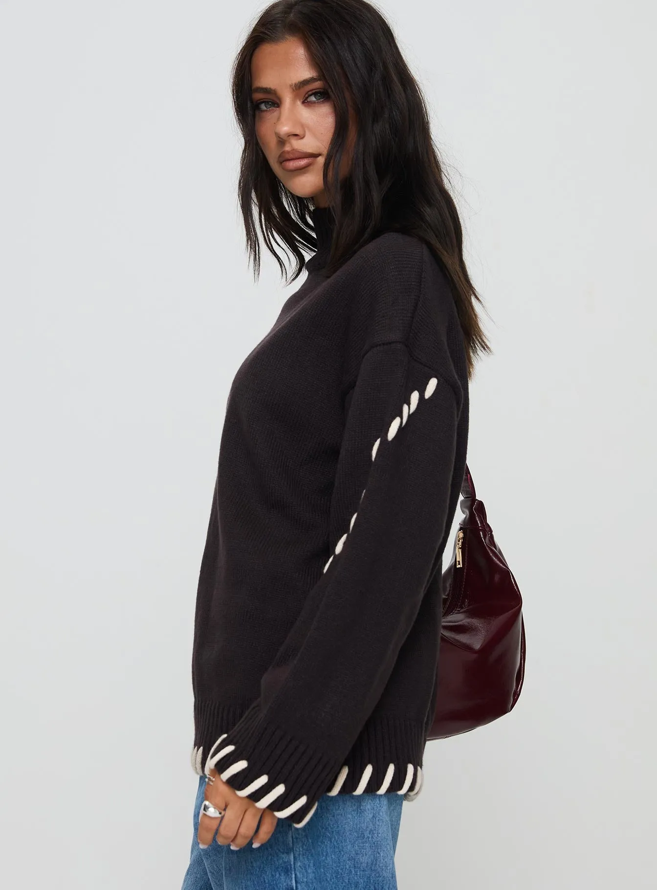 Leizure Turtleneck Knit Sweater Brown sold by Princess Polly product image thumbnail 4