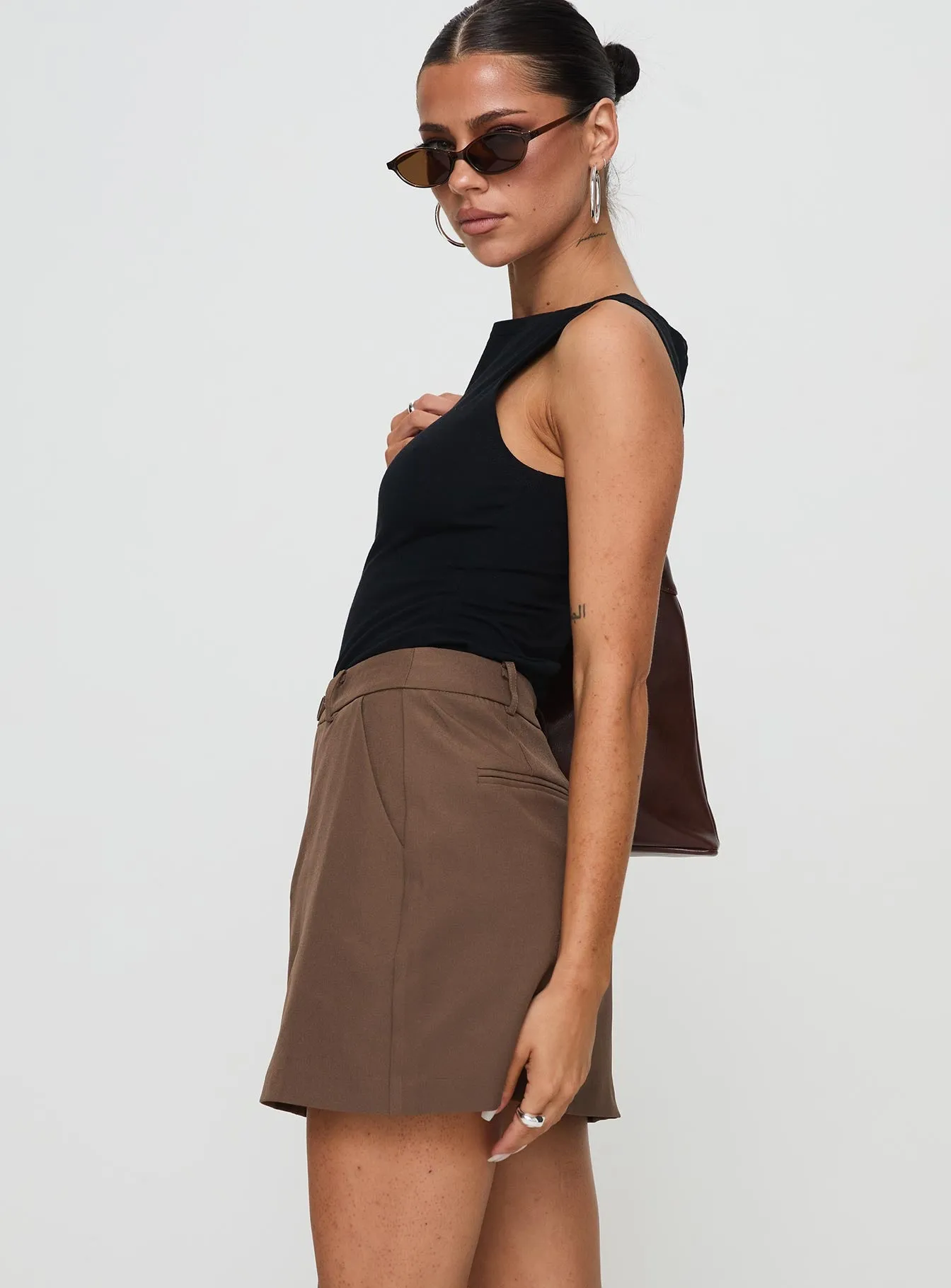 Sabyna Tailored Mini Skirt Brown sold by Princess Polly product image thumbnail 4